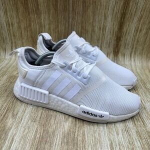 Men's Size 6 Womens 7 - Adidas NMD_R1 Triple White Running Shoes Sneakers FW0432